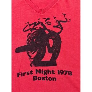 Vintage 1978 First Night Boston Stedman MED Shirt V-Neck WCOZ Rock 94.5 USA SS